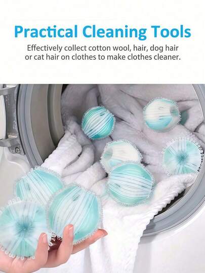 Bolas de limpieza de pelo de mascota de estilo aleatorio - Bolas de lavandería esponjosas, anti-pelusa, bolas de limpieza para lavadora, reusables y duraderas, colector de pelusa, mantiene la ropa y la ropa de cama sin pelo, esencial para los dueños de mascotas - Mejora tu experiencia de lavandería