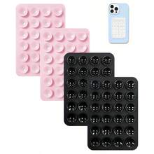 4个/套 硅胶吸盘手机支架，防水粘性底座，适用于大多数手机，自拍视频通用指环支架，黑色/白色/紫色/橙色；2个/套 黑粉色/白色