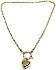 Collar Acero Inoxidable Dorado Caden Torsal Y Corazon - 1 - Ver 1