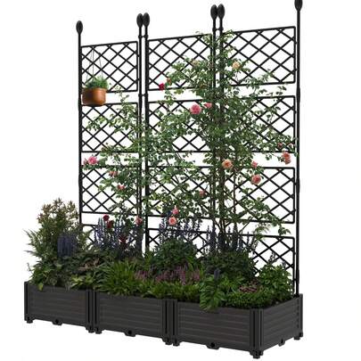 3 camas de jardín elevadas con enrejado, ligeras y resistentes, de 127 cm de ancho x 160 cm de alto, para plantas trepadoras. Jardín vertical exterior con mosquitera para patio, jardín, balcón y patio trasero.