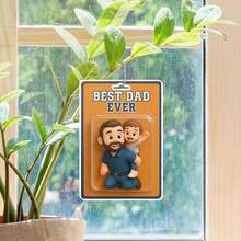 2D个性化动画风格奶奶及照片亚克力汽车装饰，定制动画亚克力汽车挂件，朋友礼物，家人礼物，送给朋友的礼物 - 彩色 - 查看 3