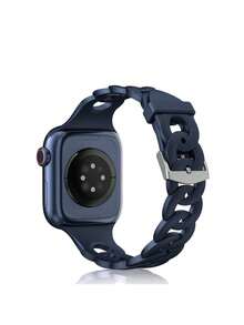 Women's Fashion Breathable Waterproof Silicone Watch Band Strap Suitable For 38mm 40mm 41mm 42mm 44mm 45mm 49mm, Perforated Chain Waist Design Applicable For Series SE 9/8/7/6/5/4/3/2/1 Smartwatch Accessories - Red - View 16