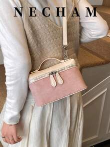 1个简约时尚小方包，仿麂皮复古风格，适合女孩、女士、大学生、女上班族，非常适合工作、商务、通勤、上学和其他场合。 - 粉色 - 查看 3