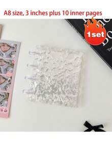 1pc偶像照片卡收藏册-4口袋塑料长方形照片套装含10本套装ins简约磨砂相册蘑菇扣活页竖版生活四格卡片册明星追星小卡片票据收纳册