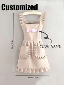 1pc Customized Printed Stylish Apron, Women's Elegant Customized Printed Apron, Stain Resistant, Apron Cute Lace Skirt Apron,Black Stain Resistant Apron,Sleeveless Apron,For Home, Kitchen,Nail Shop,Cooking, Baking, Nail Salon, Women Work Uniform,Coffee Smock,Home Cooking Clean Sleeveless Bib Apron