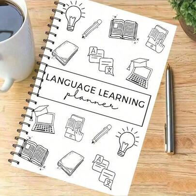 Plan de aprendizaje de idiomas de 47 páginas para adultos - Organizador de vocabulario y gramática, con registros semanales/mensuales, listas de gramática, mapas mentales, habilidades de escritura y etiquetas de colores | Cuaderno integral para desarrollar hábitos de aprendizaje eficientes y seguimiento del progreso, diseño atractivo | Materiales de papel de alta calidad, diarios de aprendizaje de idiomas, plantillas de mapas mentales, diseño profesional
