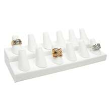 Box White Leatherette Jewelry 12 Rings Finger Display8.25x3.25x2.5 Inches With Square Base - Ring Holder Organizerfor Selling Or Personal Use - Display Stands For Rings - Multicolor 792 - View 1