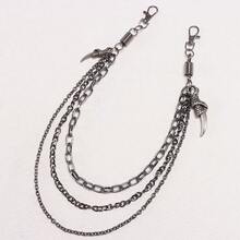 Hot-Selling Jewelry: Cool & Edgy Multi-Layer Gunmetal Eagle Claw Pendant Pant Chain, Versatile High-End Chain For Daily Wear