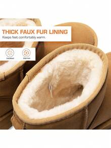 Women's 1.96 Inch Platform Ankle Winte Snow Boots Genuine Suede Classic – Faux Fur Lining Water-Resistant With DIY Bows,, Memory Foam Insole, And Anti-Slip Outsole Christmas Holiday Festive Maroon Boots - 紫紅色 - 查看 4