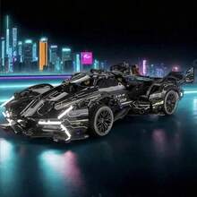 1560片黑色賽車模型積木，適合桌面裝飾與節日禮物 - 彩色 - 查看 4