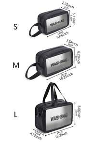 1pc Travel Storage Bag PVC Portable Pouch Letter Graphic Print, Waterproof Fabric Storing Clothes, Accessories, Toiletries And Travel Essentials Travel Storage Bag,Makeup Bag,Cosmetic Bag,Vacation Organizer,Large Capacity Makeup Organizer Makeup, Lipstick, Brush, Skincare, Mobile Phone, Coin, Small Items, Home,,Vacation And Festival Halloween Multifunctional Use,Boho Vibes,Holiday Beach, Bathroom, Bedroom, Large Capacity - 黑色 - 查看 4