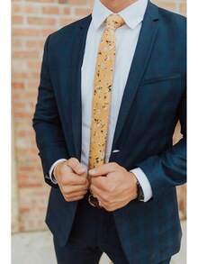 DAZI Men's Tie Floral Print Cotton Necktie, Great Weddings, Groom, Groomsmen, Missions, Dances, Gifts. - Marigold - 查看 3