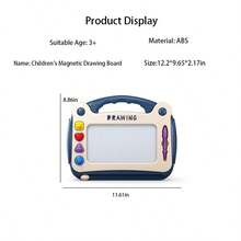 On-The-Go Kids' Doodling Fun – Large Portable Magnetic Drawing Board (12.2*9.65in), 4 Cute Shape Stamps, Smooth Wipe Clean, Enhances Imagination & Cognition, Perfect For Holiday Travel, Christmas/Birthday Playdates & Home Festive Activity, Ideal Toddler Gift - Màu xanh lam - Xem 3