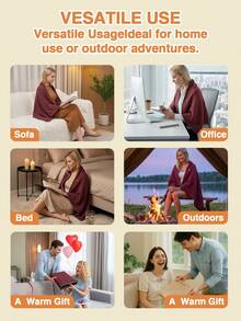 GENAI USB Heated Shawl Blanket, Soft Skin Friendly Electric Heated Throw, Wearable Heated Shawl Blanket For Home Office Travel Camping, Fast Heating Full Body Coverage, 3 Temperature, 145x80cm - Multicolor - View 7