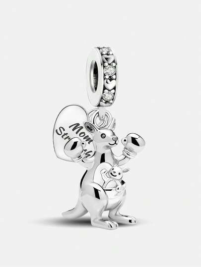 1pc Fashion Kangaroo Mother & Baby Beaded Pendant, Suitable For Women Bracelet, Bangle DIY Jewelry Making And Daily Accessories Decoration, Suitable For Girls Wearing