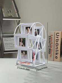 1 pieza Marco de fotos giratorio tipo noria vintage, adecuado para sala de estar, dormitorio, escritorio, gran regalo para el Día de San Valentín, cumpleaños, Navidad, incluye 6 piezas de marcos de fotos premium de 4 pulgadas para manualidades - Multicolor - Ver 15