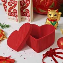 1pc Red Heart-Shaped Covered Box, Romantic Jewelry Storage/Gift Box, Elegant Small Item Storage Box For Valentine's Day Confession, Daily Vanity, Girlfriend/Best Friend Birthday Surprise, Wedding Favor, Suitable For Earrings, Necklaces, Rings