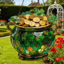 1 buc, semn acrilic cu captator de soare în formă de ghiveci de aur cu trifoi, ornament suspendat pentru fereastră, decor irlandez, decor de Ziua Sfântului Patrick, sculpturi de perete, ideal pentru sufragerie, terasă, grădină, verandă, decor de birou, cadou creativ, cadouri pentru mama, prieteni, familie - Multicolor - Vizualizare 7