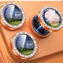 Kameraobjektiv Schutzset für iPhone 17 Pro/17 Pro Max, glänzender einzelner Diamant Metallring, 9H Härte, kratzfester Kamera Bildschirmschutz, modisches Accessoire, kompatibel mit Handyhülle (Orange) - Orange - Übersicht 17