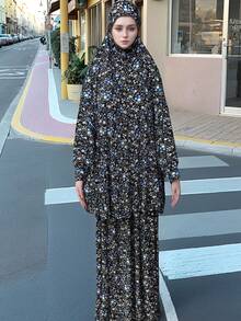 1 chiếc áo Abaya dài rộng có mũ trùm đầu và khăn trùm đầu dành cho nữ, thích hợp cho việc cầu nguyện, thể thao trong nhà/ngoài trời, khăn che mặt mềm mại cho nữ, phụ kiện cần thiết cho kỳ nghỉ và du lịch. - Nhiều màu - Xem 8