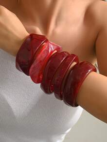 1 pieza Brazalete ancho de resina brillante y minimalista de moda, adecuado para uso diario, fiestas de Año Nuevo, citas y atuendos de trabajo de la mujer