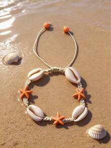 1pc Bohemian Ocean Beach Style Sea Turtle, Shell & Starfish Bracelet For Women, Print Pattern May Vary Slightly - Multicolor - View 12