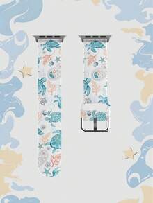 1条柔软弹力透气腕带，海龟图案，兼容三星、荣耀智能手表，尺寸可选38mm、40mm、41mm、42mm、46mm、45mm、44mm、49mm；时尚休闲硅胶表带，兼容苹果手表Ultra SE/11/10/9/8/7/6/5/4/3/2/1 - 彩色 - 查看 13