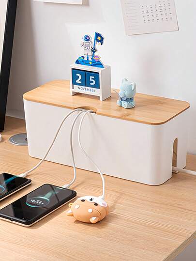 Desktop Power Strip Storage Box, Cable Storage Box With A Lid, Designed For High Capacity Cord Organization, Ideal For Saving Space On Your Desktop, Perfect For Managing Cables In Your For Home Office Or Living Room, Socket Storage Box, Multi-Functional Power Strip Cord Organizer, Suitable For Bedroom/Power Strip/Charger Organization, For Back To School, Home Storage And Organization