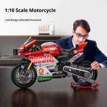 329片V4摩托车积木套装，科技系列超级摩托车模型，赛车，成人拼装玩具，生日/节日礼物