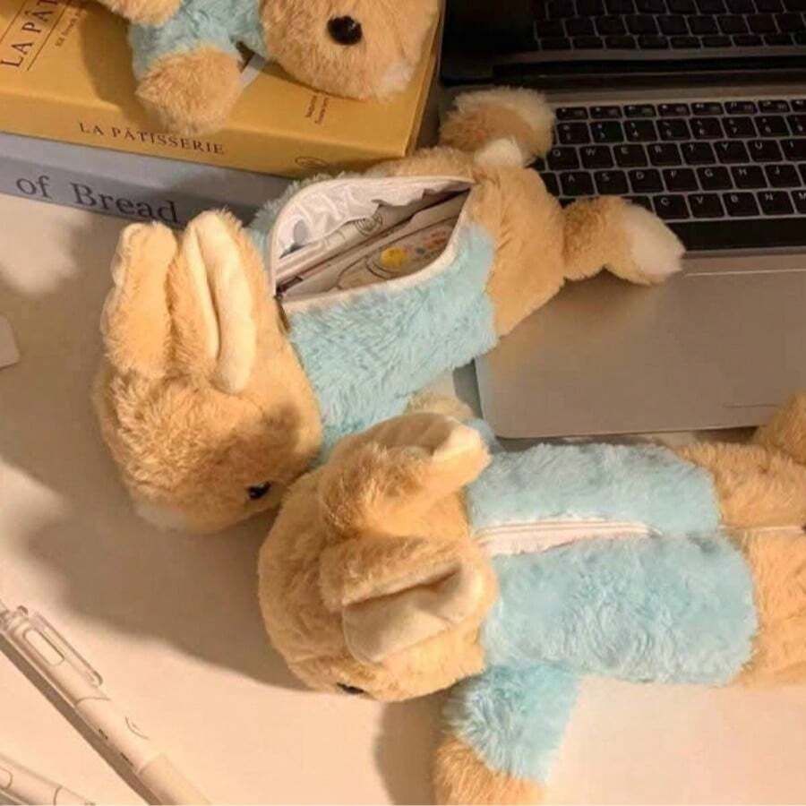 LAPICERA DE PELUCHE EN FORMA DE CONEJO Suave y Cálido para Niños y Adultos - Camel - Ver 1