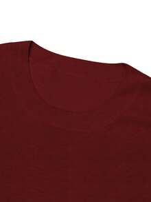 Men's Casual Solid Color Short Sleeve Pullover Knit Sweater, Old Money Style - Red - View 6