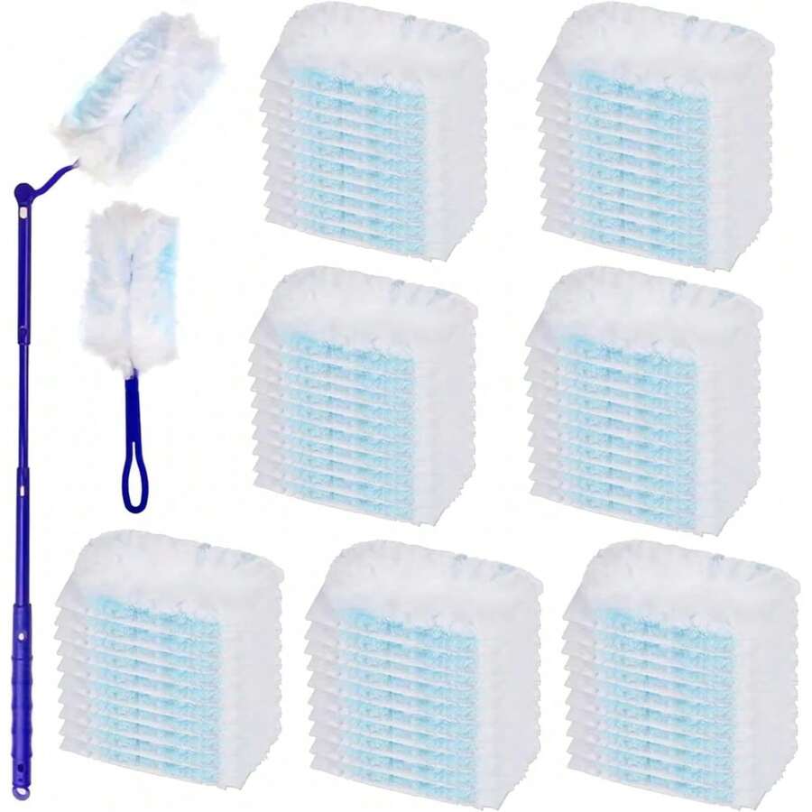 42pcs Cleaning & Dusting Set (40 Replacement Heads + 2 Handles), Adjustable Handles For Home & Office Use (Blue) - Blue - View 1