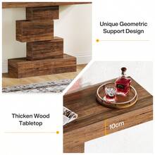 Tribesigns Mesa consola, 108 x 30 x 80 cm, mesa de recibidor con base de diseño llamativo, mesa auxiliar estrecha de madera, mesa de sofá para salón, recibidor, dormitorio, estilo rústico, marrón - Marrón - Ver 5