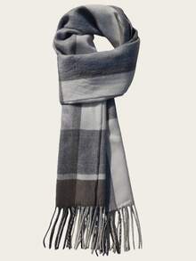 New Autumn/Winter Couple's Knitted Plaid Striped Double-Sided Tassel Warm Scarf, Versatile For Boyfriend/Girlfriend, Teachers, Students, Birthday Gifts, Long Thick Neck Warmer, Casual & Elegant - Multicolor - View 11