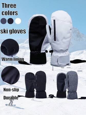 1 par de guantes térmicos a prueba de viento para otoño e invierno, unisex. Guantes impermeables, a prueba de viento y frío, antideslizantes para hombres - para esquiar, ciclismo, correr y actividades al aire libre en clima frío.