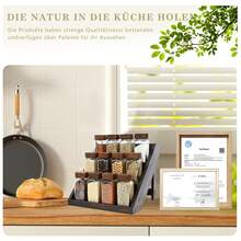ERUIV Square Spice Jars, 2-In-1 Design With Acacia Wood Stand (FCM®) – Set Of 12 Spice Jars (120 Ml Each), Including Multiple Labels, Can Be Stood Upright And Is Suitable For Drawers – Spice Rack For Drawers And Spice Jars - 12香料罐+木架 - 查看 6