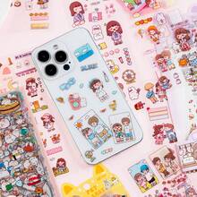 OBOVAY 一套宠物星球系列透明贴纸，防水PVC材质，创意DIY文具贴纸，卡通可爱贴纸，公主主题包装装饰贴纸，笔记本装饰材料套装 - 彩色 - 查看 4