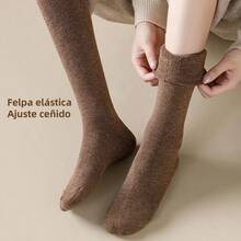 Medias Térmicas para Muer Inerno - Calcetines Largos asta la illa Felpa Gruesa Anti-Frío Idea para Botas Suaves y Cós - 4ParesA - Ver 6