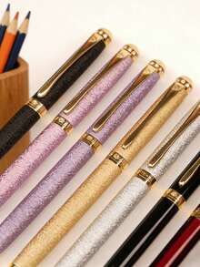 1pc Women's Premium Luxury Fountain Pen, Gift Set, Black Ink High-End Reusable Pen, Professional Elegant Pen, Cool Stylish Designer Fountain Pen, Calligraphy Practice Pen, Fine Tip, Medium Tip, Broad Tip - Multicolor - View 6