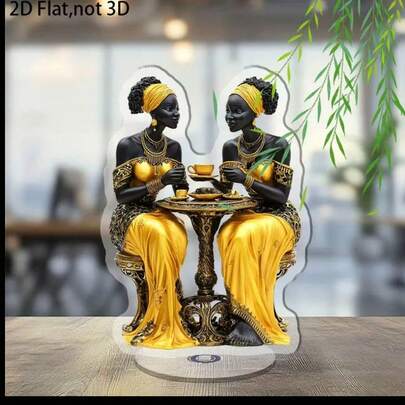 2D Flat A 2D Acrylic Ornament Featuring A Statue Of An African Heroine, Suitable For The Living Room, Kitchen, And Bedroom, Perfect For Festive Parties, Holiday Tabletop Displays, With A Stand, A Perfect Encounter Of Quality And Aesthetics.