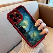 Cubierta de teléfono con borde protector color gris oscuro diseño de bosque místico con cielo estrellado y río reflejado ideal para uso diario y viajes - Burdeos - Ver 6
