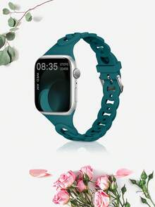 Women's Fashion Breathable Waterproof Silicone Watch Band Strap Suitable For 38mm 40mm 41mm 42mm 44mm 45mm 49mm, Perforated Chain Waist Design Applicable For Series SE 9/8/7/6/5/4/3/2/1 Smartwatch Accessories - Red - View 15