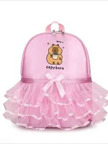 1pc Fashion Capybara Print Mini Backpack With Lace & Bow Details, Adjustable Shoulder Strap, Suitable For Casual Outings, Travel, Camping, Dance Classes And Daily Use, Ideal Holiday Gift - Backpack - View 13
