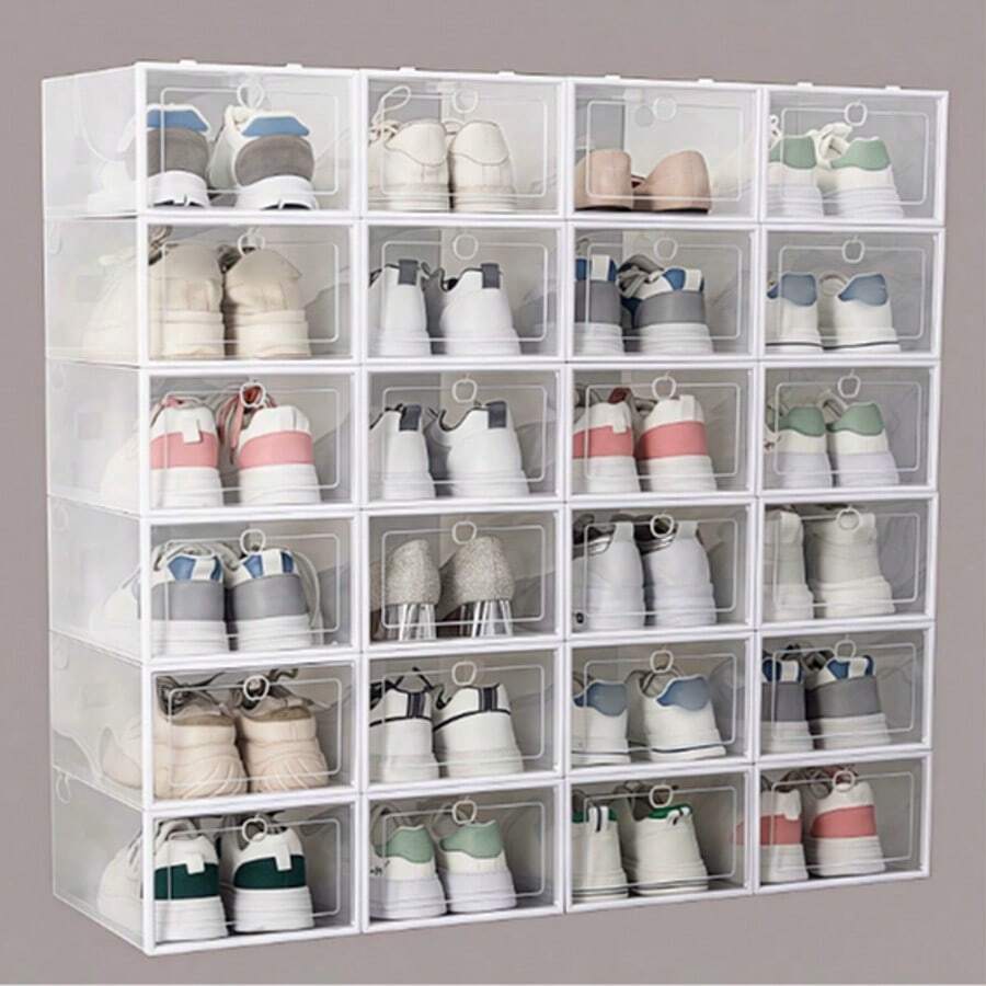 1pc Thickened Shoe Boxes With Flip Lids, Foldable Storage Boxes, Drawer-Style Transparent Shoe Cabinets, Plastic Shoe Racks, Space-Saving Home Essentials For Simple Dormitory Organization. - Multicolor - View 1