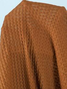 2026 Spring/Summer New Bubble Plaid Halter Drawstring Gold Starfish Decor 3 PiecesSwimsuit For Women, Vacation & Beach - Brown - View 9