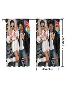 1pc Custom Curtain Set, Custom Pictures, DIY Custom Pillow Home Decorations, Wedding Gifts, Birthday Gifts, Anniversary Gifts, Pet And Baby Printed Curtains, Durable, Breathable, Lightweight, Washable, Cute, Warm, Soft, Comfortable, Simple, Customizable, Personalized, Unique, For Him, Her, Boyfriend, Girlfriend, Dad, Mom, Family, Friends, Bed, Car, Bedroom, Tea Room, Living Room, Sofa. - Multicolor - View 4