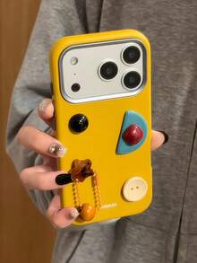 丑萌趣味防震时尚陨石纹理 17 Pro Max/17 Pro手机壳，韩系ins风全新大气感，兼容 16/15，小众创意高端14寸全包秋冬黄色手机壳，女士春季礼物 - 黃色 - 查看 1