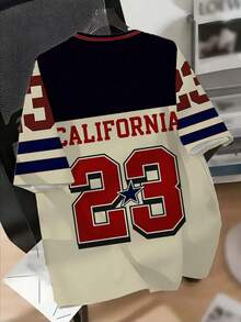 2025夏季休闲透气吸湿排汗个性时尚男士户外运动T恤，字母P - 彩色 - 查看 3