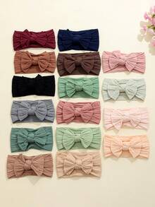 jralon 18pcs/Pack Infant & Toddler Multicolor Nylon Bow Jacquard Headbands, Soft Elastic Hair Bands For Babies, Suitable For All Seasons