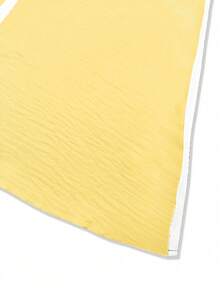 女士优雅性感V领吊带背心撞色度假风奶油黄短款连衣裙，春夏情人节 - 黃色 - 查看 4